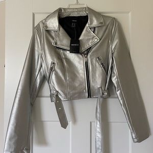 Forever 21 Silver Leather Jacket